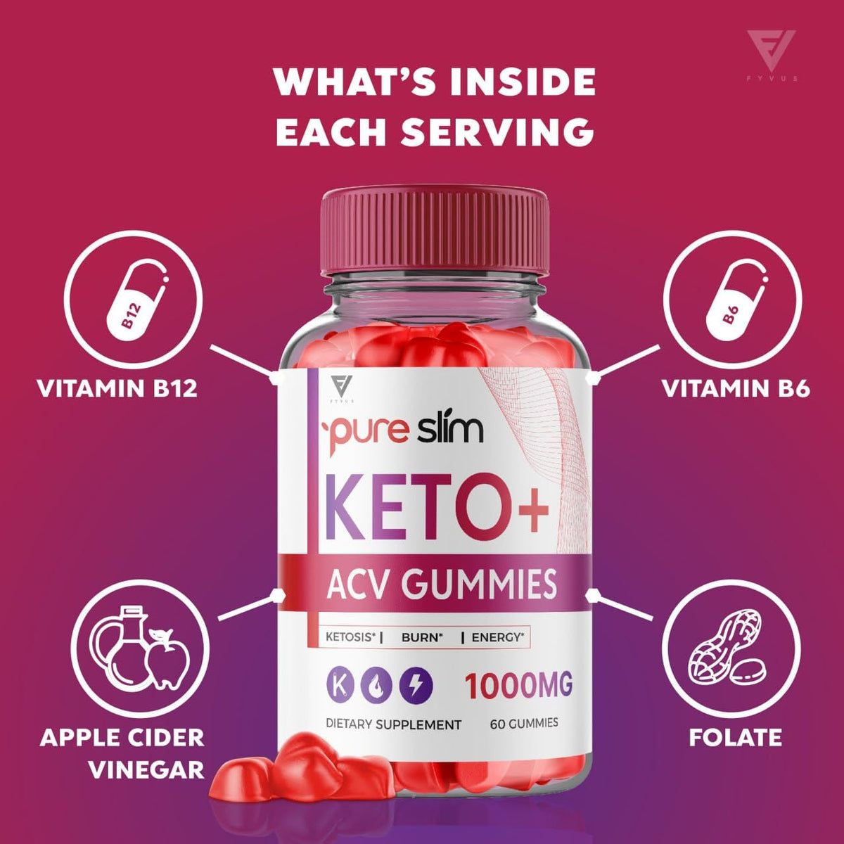 (5 Pack) Pure Slim Keto ACV Gummies, Pure Slim Keto ACV Gummies Advanced Weight Loss FyvusBuy Supplements Australia