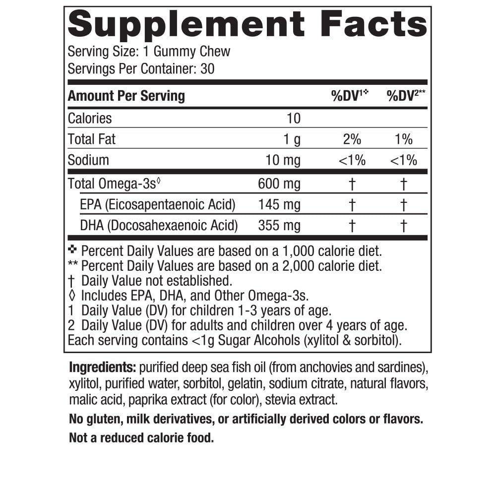 Nordic Naturals Zero Sugar Children’s DHA Gummy Chews, Tropical Punch - 30 Gummy Chews for Kids - 600 mg Total Omega-3s - Brain Development - OmniHealth US