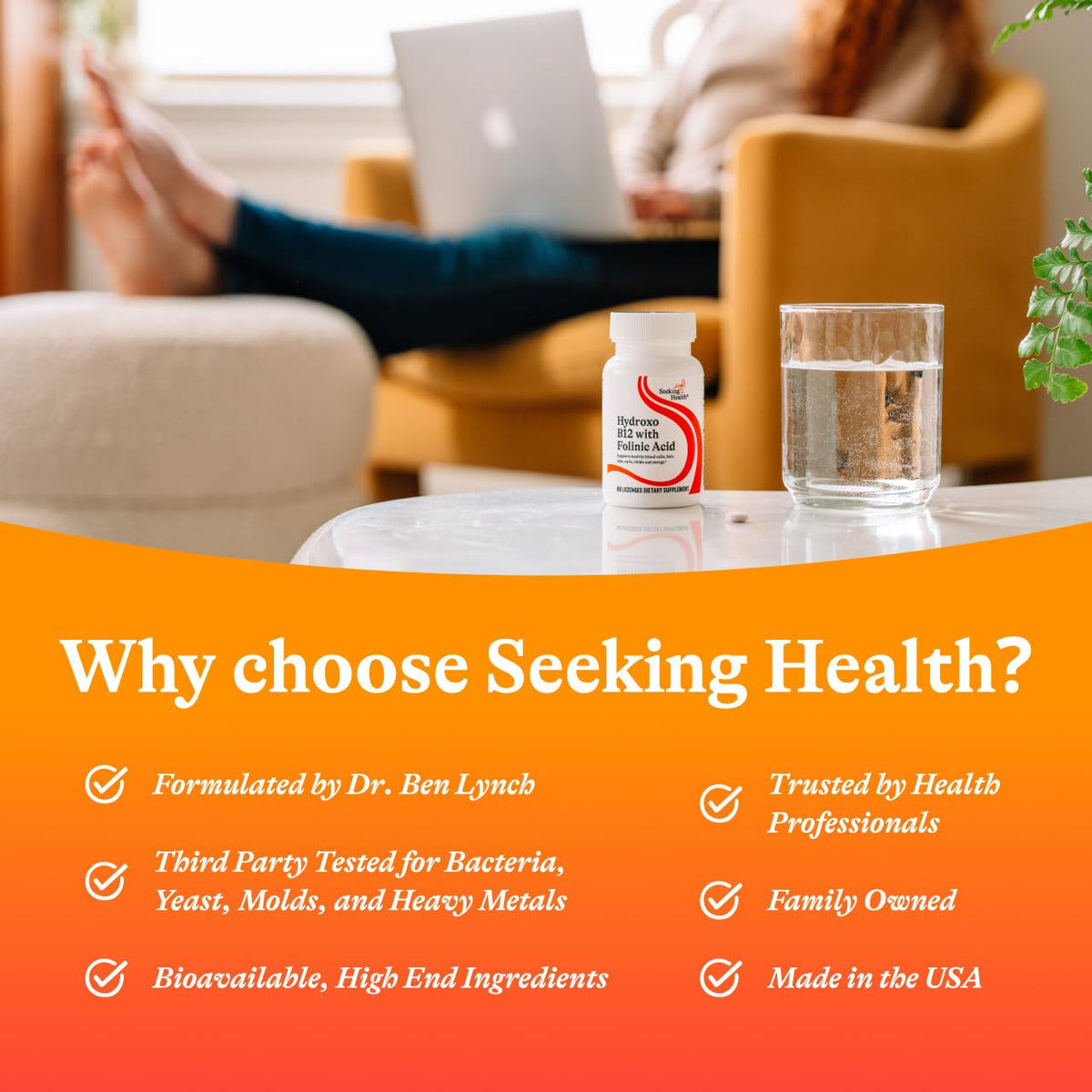 Seeking Health Hydroxo B12 with Folinic Acid - Supplement with Non-Methylated Form of Folate - Vitamin B12 Complex - OmniHealth US