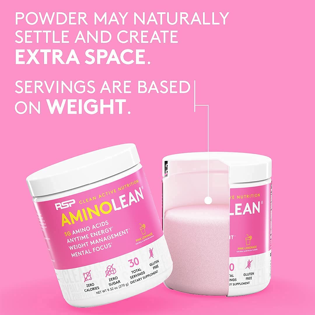 RSP NUTRITION AminoLean Pre Workout Powder, Amino Energy & Weight Management with Vegan BCAA Amino Acids, Natural Caffeine, Preworkout Boost for Men & Women, 30 Serv, Pink Lemonade… - OmniHealth US