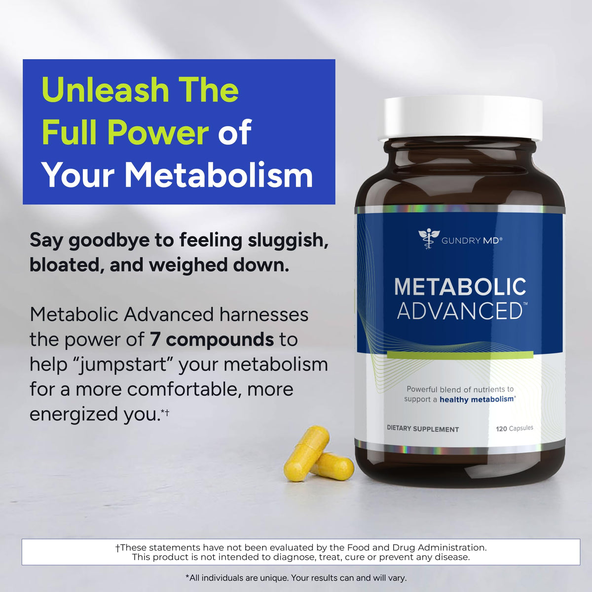 Gundry MD® Metabolic Advanced Nutrient Blend with Berberine to Support Healthy Metabolism, 120 Count - OmniHealth US