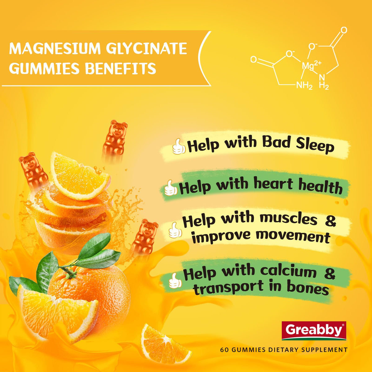 Magnesium Glycinate Gummies for Kids & Adults - Magnesium Glycinate 300mg Chewable Supplement - Promotes Sleep, Muscle, Relaxation (60Count) - OmniHealth US