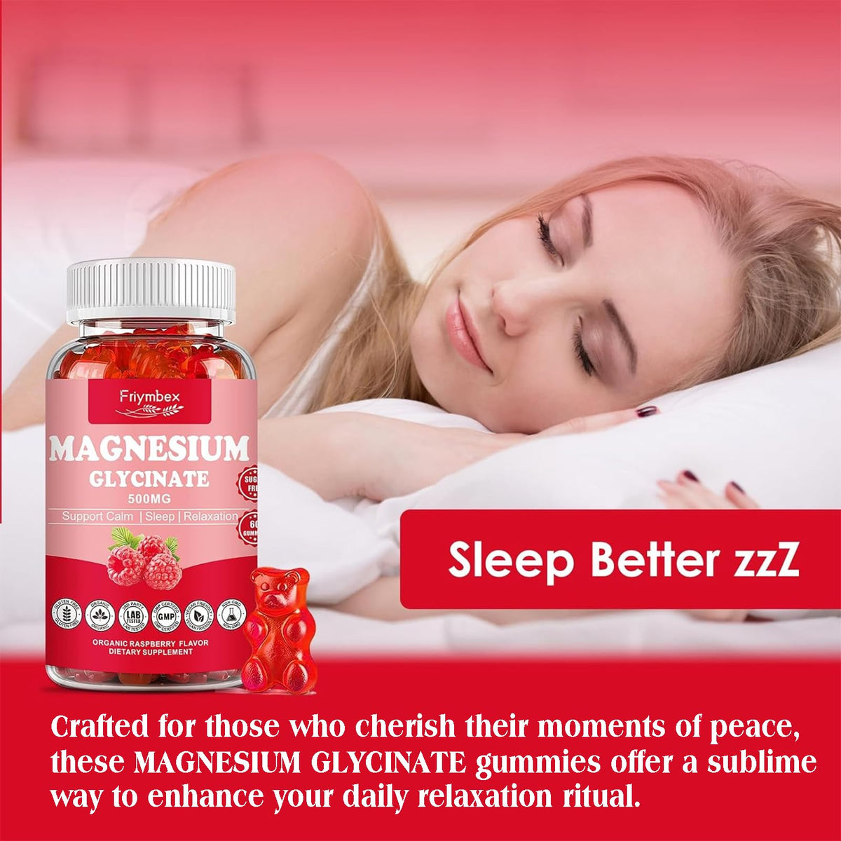 Magnesium Glycinate Gummies 500mg | Relaxation Calm Magnesium Gummies | Sugar-Free | Non-GMO | Gluten-Free - OmniHealth US