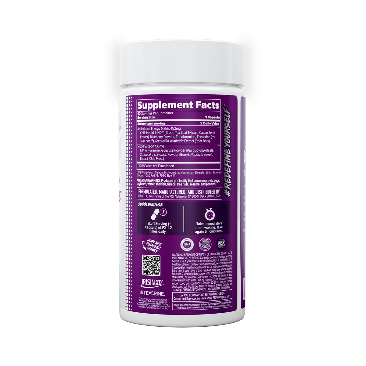 FINAFLEX PX PRO Xanthine - 60 Capsules - Thermogenic - Promotes Energy, Focus & Appetite Suppression - OmniHealth US