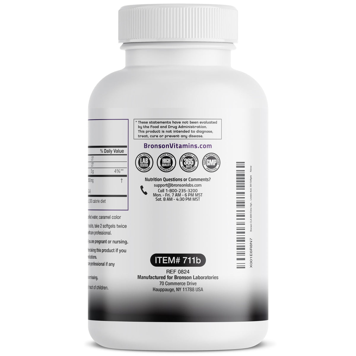 Bronson CLA 3000 Extra High Potency Supports Healthy Weight Management Lean Muscle Mass Non-Stimulating - OmniHealth US