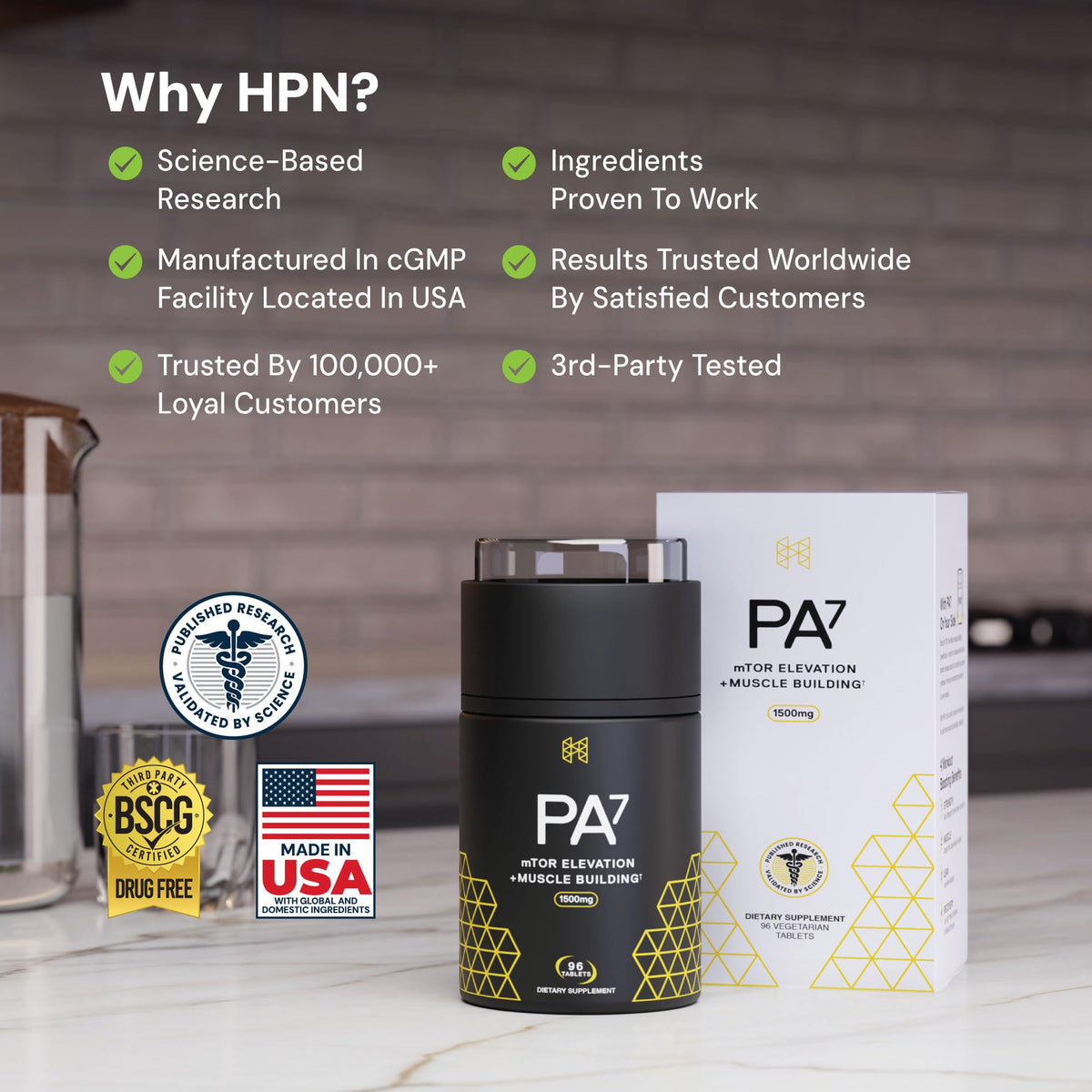 HPN PA(7) Phosphatidic Acid Muscle Builder Top Natural Muscle Builder - Boost mTOR | Build Mass and Strength from Your Workout | 30 Day Supply - OmniHealth US