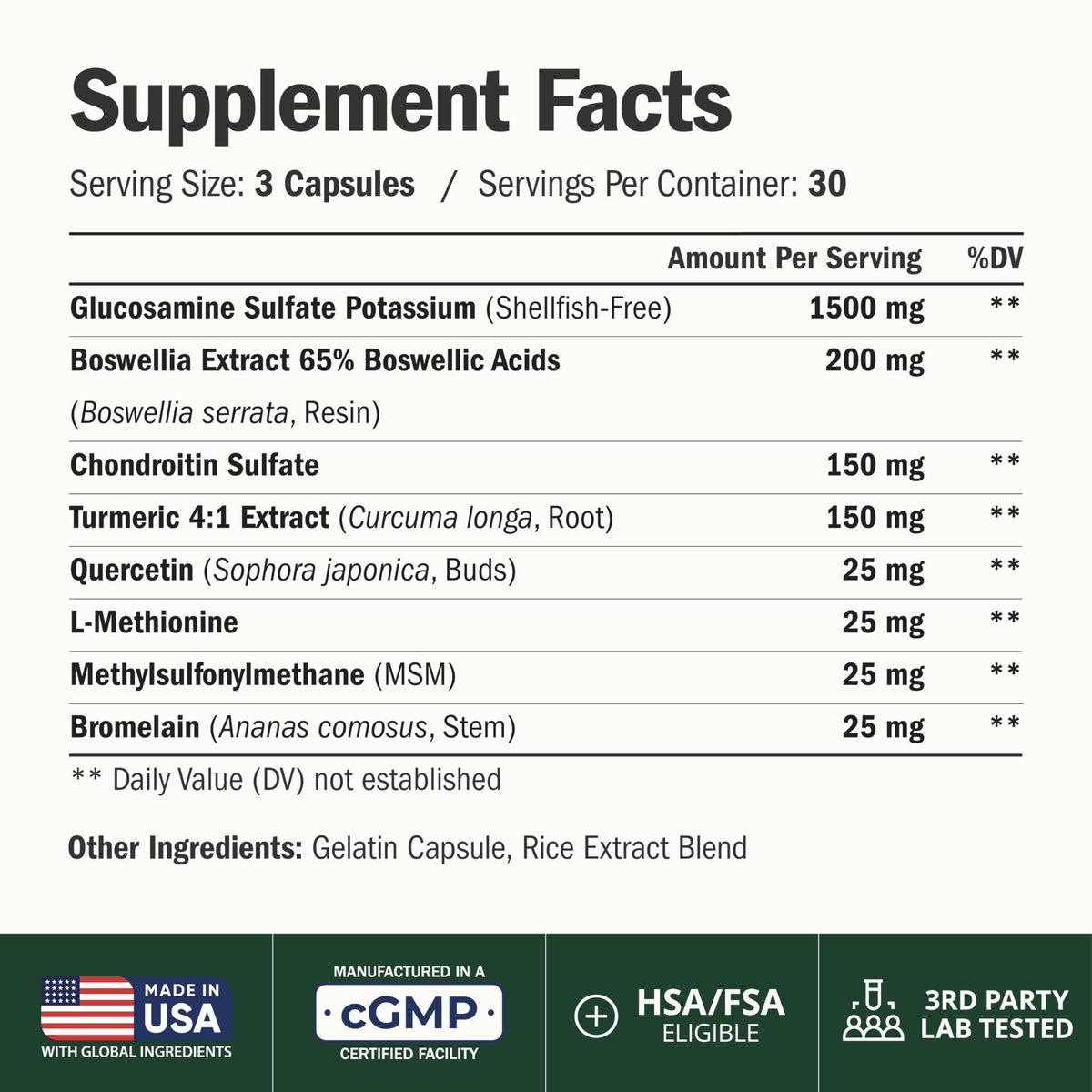 Glucosamine Chondroitin MSM – Joint Support Supplement for Women and Men with Glucosamine Sulfate 1500 mg, Chondroitin and MSM - OmniHealth US