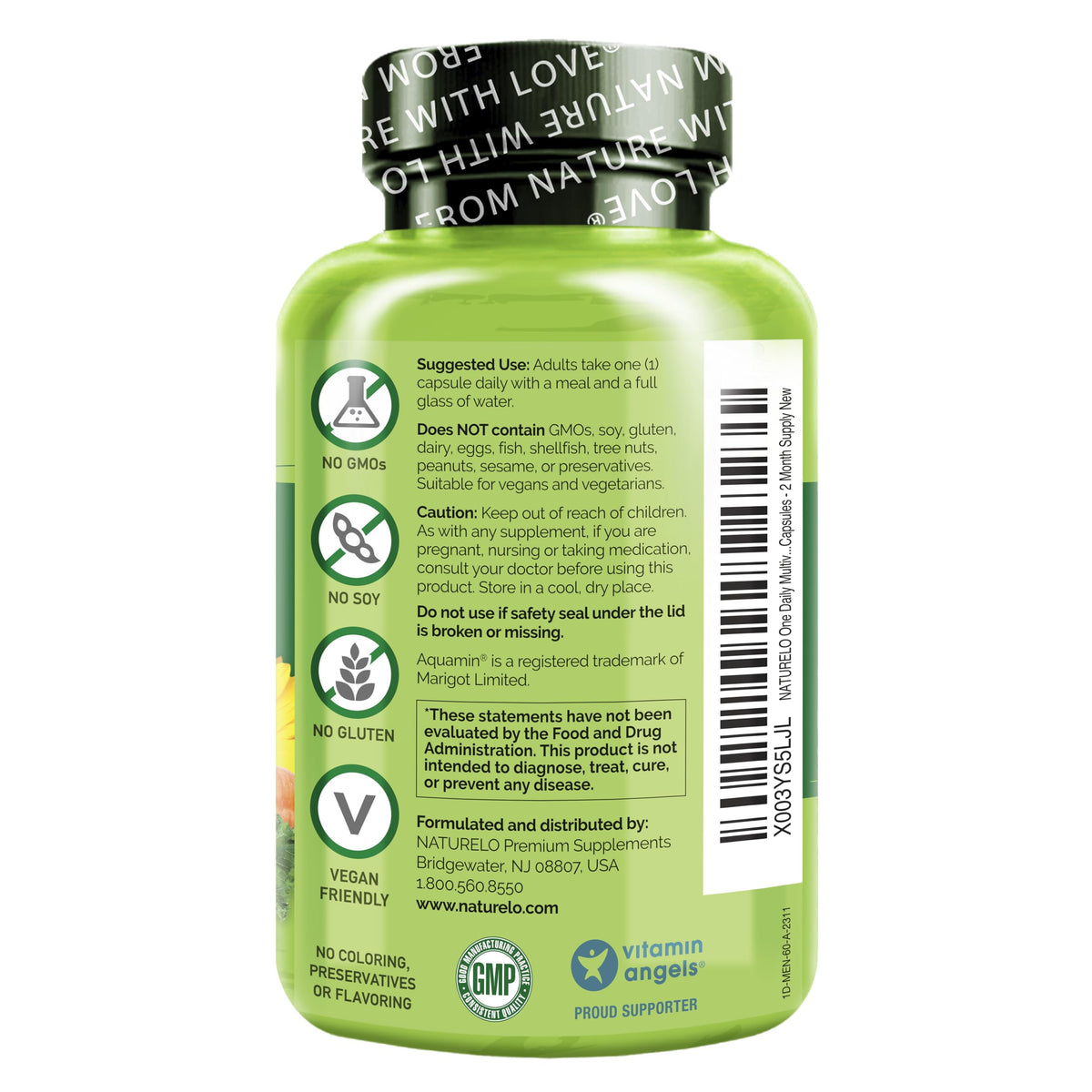 NATURELO Mens Multivitamins - One Daily Multivitamin for Men with Vitamins, Minerals & Organic Whole Foods, Boost Energy & Health, OmniHealth US