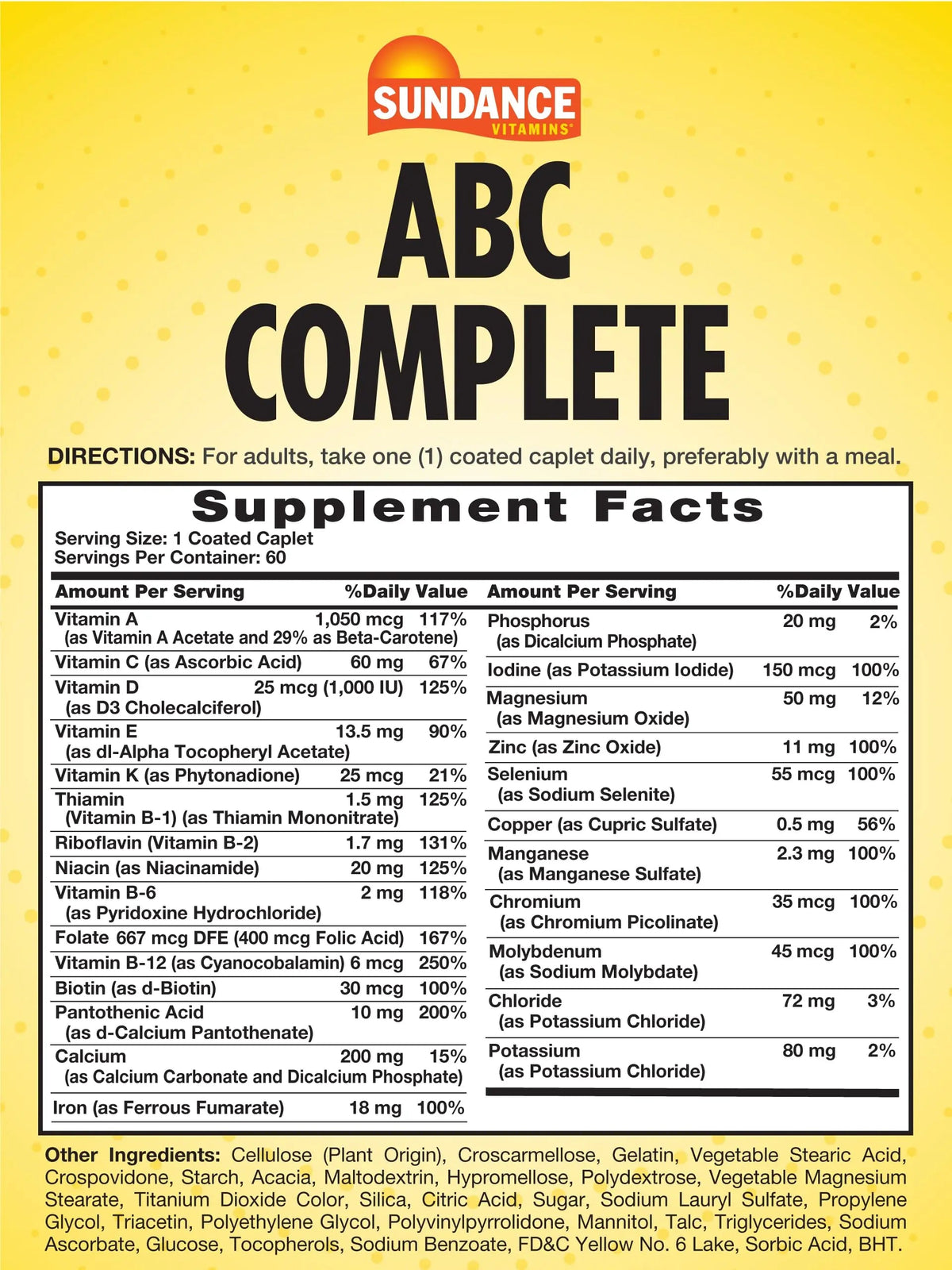 Sundance Multivitamin for Women & Men | with Iron | Mineral Formula ABC Complete | Non-GMO and Gluten Free Supplement SundanceBuy Supplements Australia