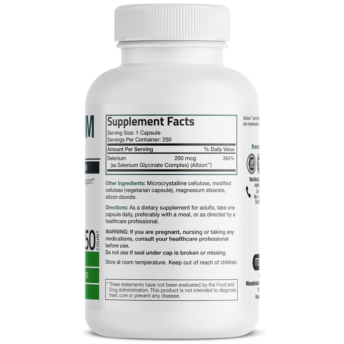 Bronson Selenium 200 mcg – Yeast Free Chelated Amino Acid Complex - Essential Trace Mineral with Superior Absorption - OmniHealth US