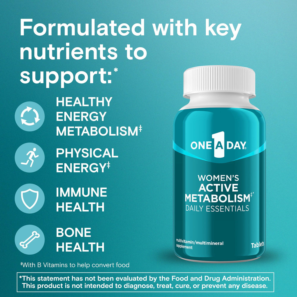 One A Day Women's Active Metabolism Daily Essential, Multivitamin for Women, Metabolism Support, Vitamins for Women with All 8 B-Vitamins - OmniHealth US
