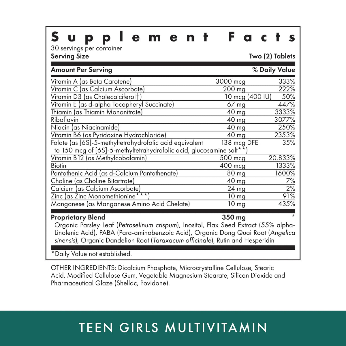 Michael's Health Naturopathic Programs Teen Girls Multivitamin - 60 Vegetarian Tablets - with B Complex Vitamins & Female Herbal Blend MICHAEL'S