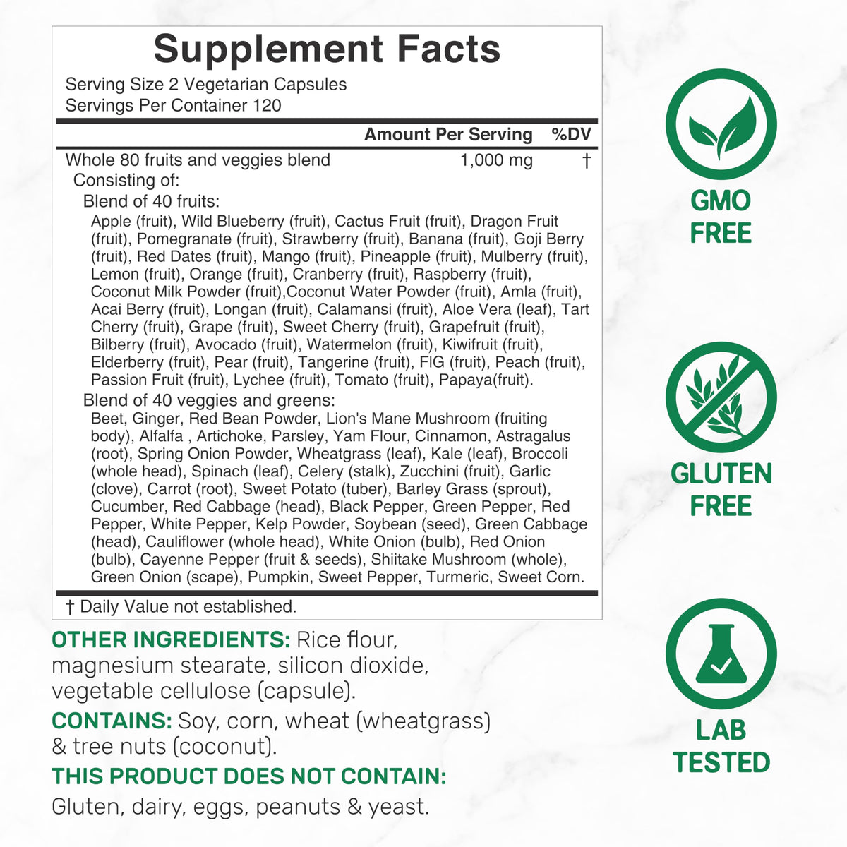 Nature’s Fruits & Veggies Supplement, 240 Veggie Capsules – 80 Whole Food Superfoods for Daily Balance – 40 Fruits with 40 Vegetables and Greens – Non-GMO, Gluten Free DEAL SUPPLEMENTBuy Supplements Australia