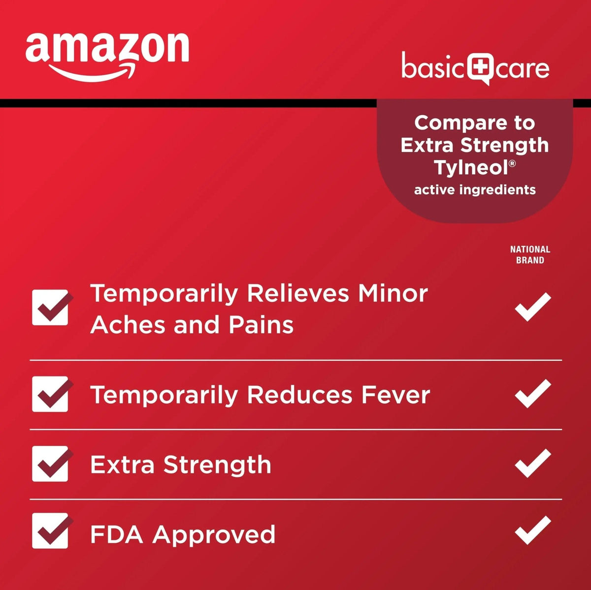 Amazon Basic Care Extra Strength Pain Relief, Acetaminophen Caplets, 500 mg, Pain Reliever/Fever Reducer, 500 Count - Maple Wellness Supplements