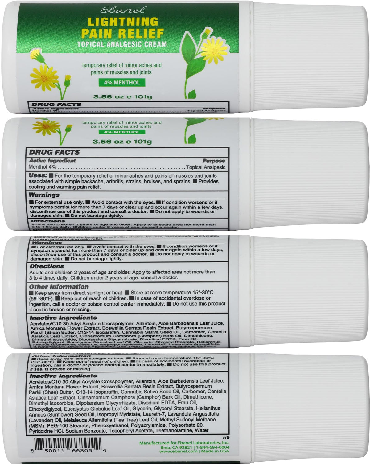 Ebanel Pain Relief Roll On for Arthritis, Foot, Back, Joint, Neck, Strains & Sprains with Menthol, Camphor, Arnica, Emu Oil, MSM, Boswellia, Targeted Muscle Pain Relief Roll On - Maple Wellness Supplements