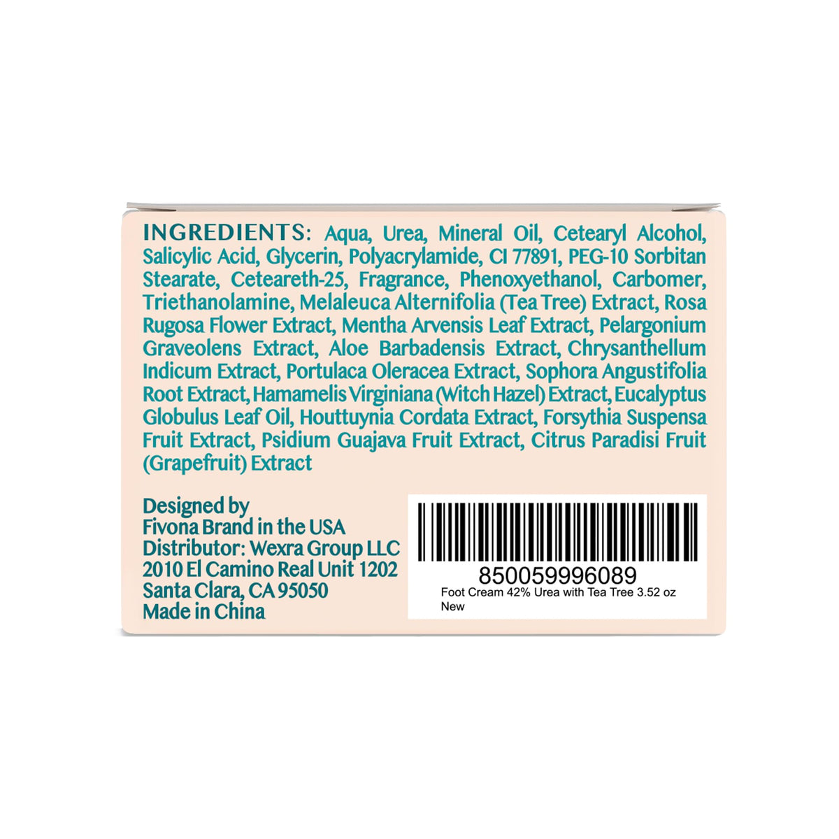 FIVONA 42% Urea Foot Cream for Thick, Rough Dry Skin - Maximum Strength Callus Softening with 2% Salicylic Acid, Tea Tree & Aloe Vera, 100g (3.5 oz) - Deep Moisturizing Foot Care - Maple Wellness Supplements