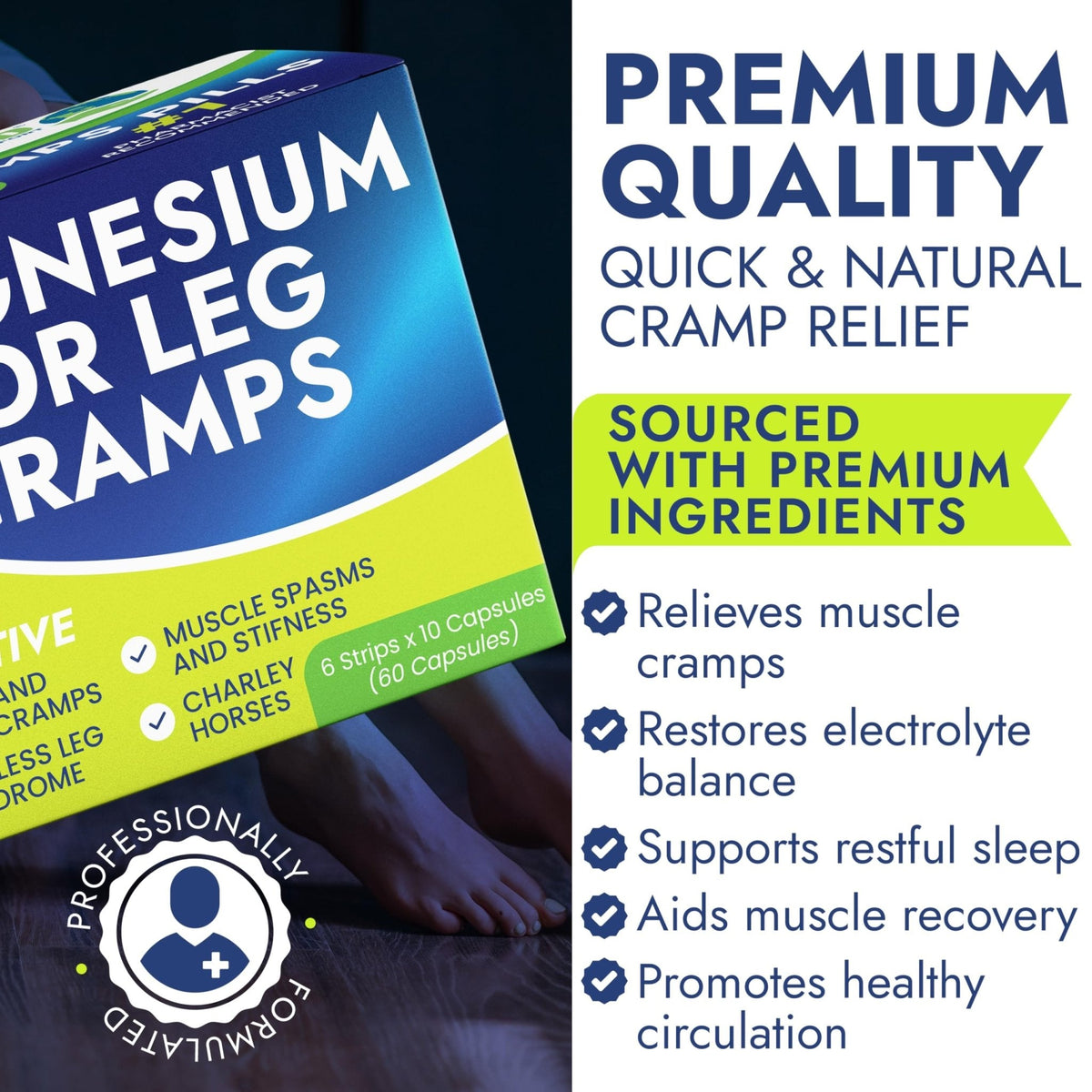 Leg Cramp Relief Pills | Pain Relief for Muscle Spasms, Soreness, & Foot and Calf Cramps | Homeopathic Medicine for Restless Legs Syndrome Relief (30 Pills) - Maple Wellness Supplements