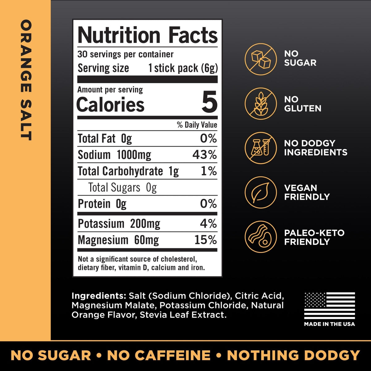 LMNT Zero Sugar Electrolytes - Orange Salt | Drink Mix | 30-Count - Maple Wellness Supplements