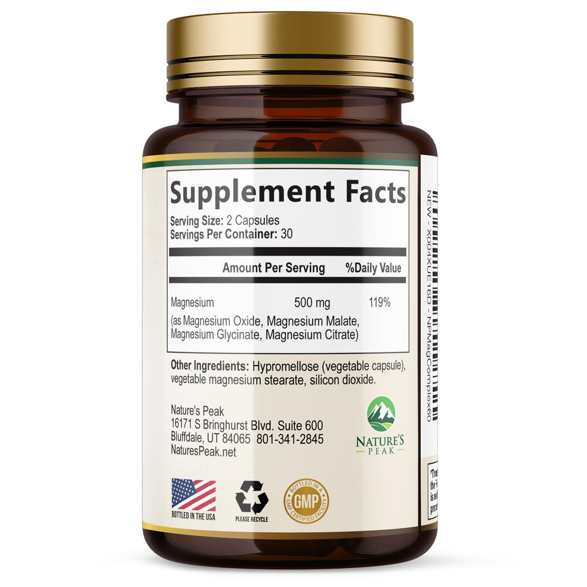 Magnesium Complex Supplement - Magnesium 500mg Per Serving - High Absorption Blend of Glycinate, Citrate, Malate, Oxide - Supports Sleep, Muscle, Bone, Heart Health - Bottled in USA - 60 Capsules - Maple Wellness Supplements