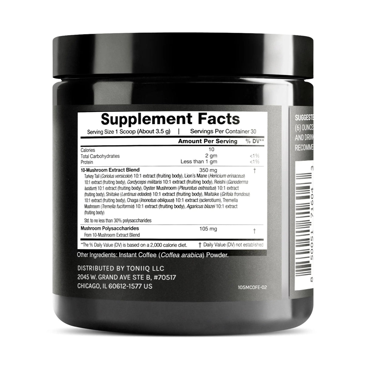 Mushroom Coffee - Ultra High Potency 10:1 Concentrated Extract - Colombian Sourced Beans with 10 Mushroom Blend, Lion's Mane & Cordyceps - Rich & Functional Coffee Alternative - Third-Party Lab Tested - Maple Wellness Supplements