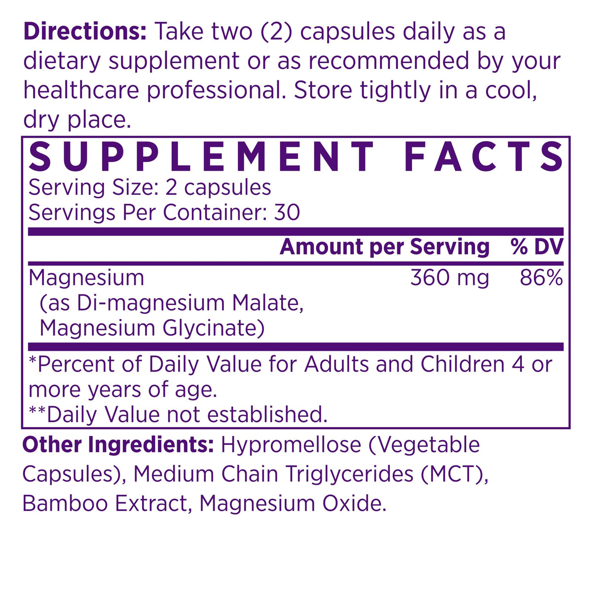 NAOMI Mighty Mg Magnesium Glycinate & Malate Complex 360mg, High Absorption Formula, Elemental Magnesium Supports Heart Health, Strong Bones, Better Sleep, Gluten-Free, Non-GMO, Vegan, 60 Veggie Caps - Maple Wellness Supplements