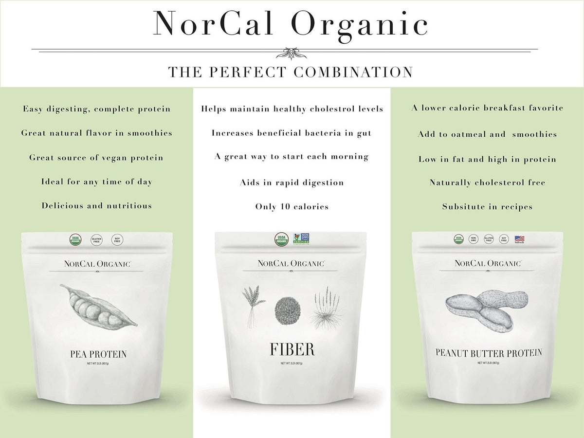 NorCal Organic - Premium Pea Protein Isolate - 100% Vegan and Organic - UNFLAVORED - 2 Pounds (Pack of 1) - 35 Servings - Maple Wellness Supplements