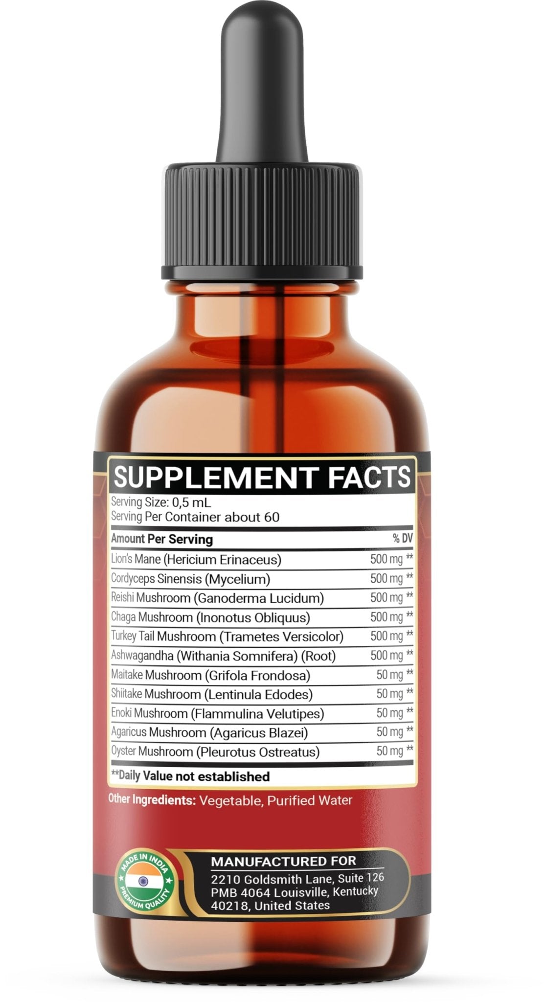 Penhoment 6in1 Sea Moss Drops with Black Seed Oil Irish Seamoss, Ashwagandha, Burdock Root & Bladderwrack - 1FL Oz - 30 Day Supply - Maple Wellness Supplements