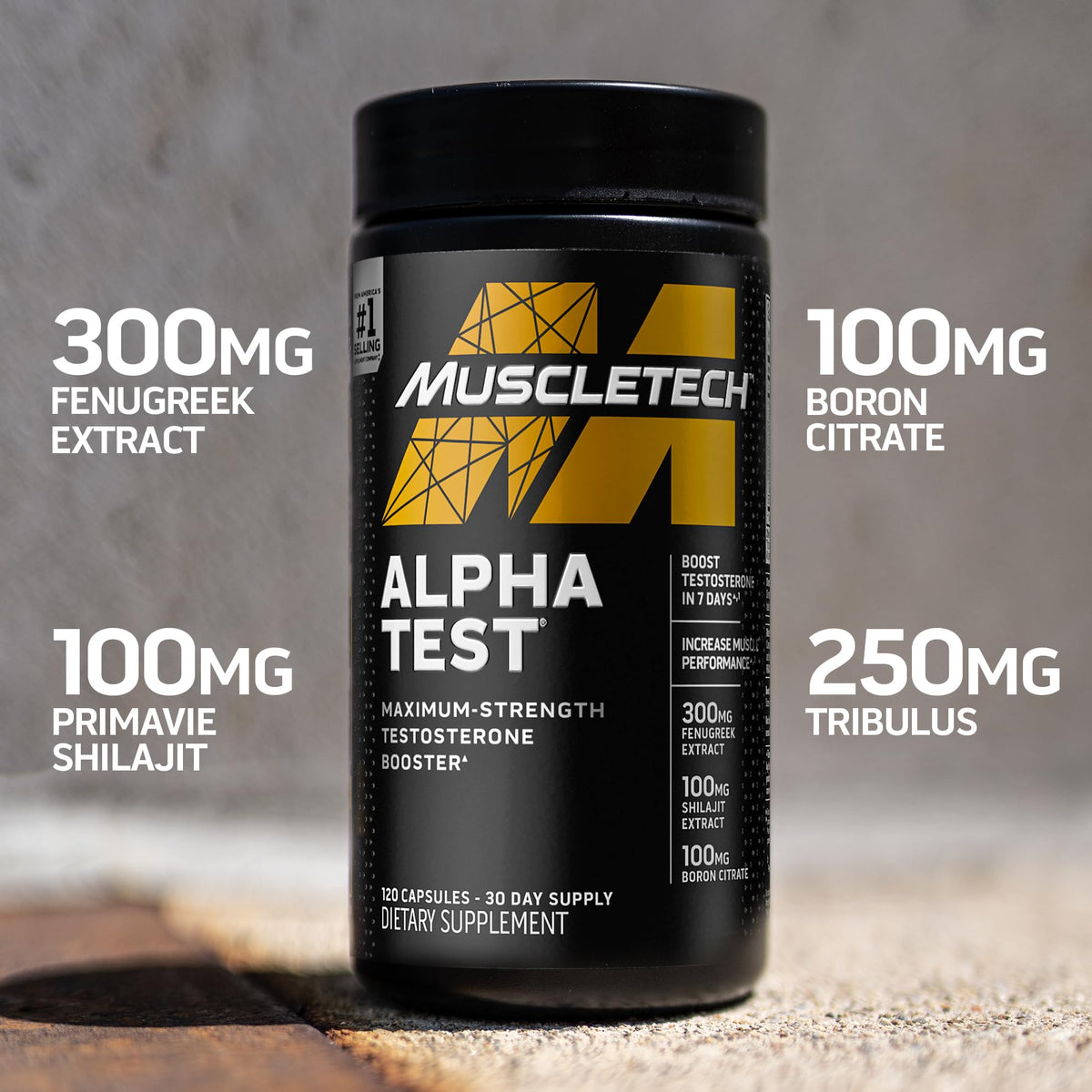 Testosterone Booster for Men, MuscleTech AlphaTest, Tribulus Terrestris & Boron Suppleme - Maple Wellness Supplements