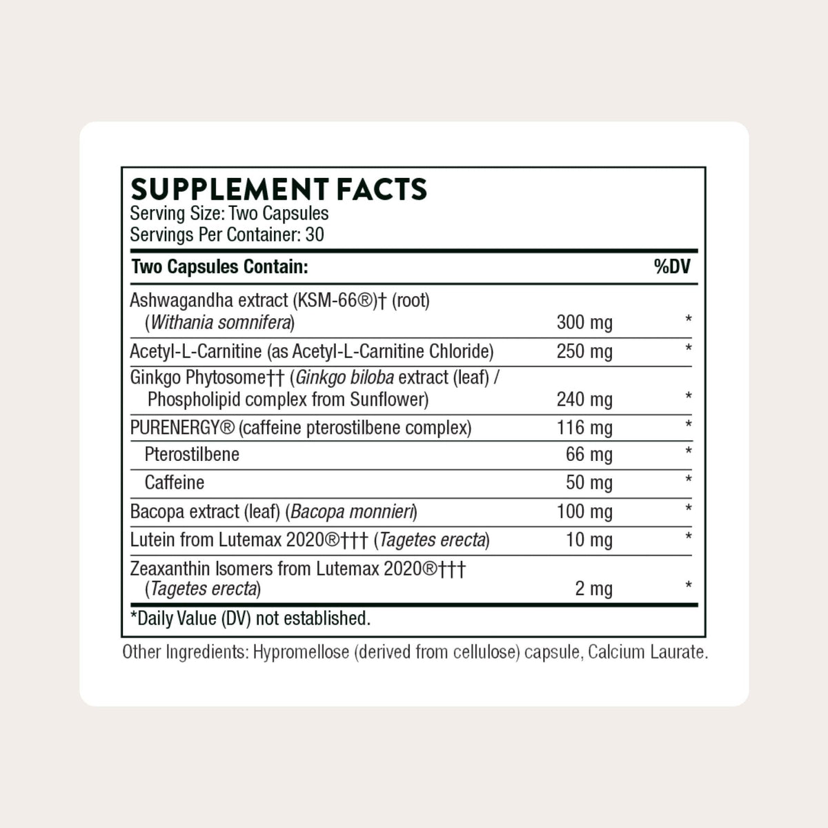 THORNE - Memoractiv - Nootropic Brain Supplement for Focus, Creativity, and Concentration - Ashwagandha, Ginkgo, Lutemax, Bacopa, Pterostilbene - Gluten-Free, Dairy-Free* - 60 Capsules - 30 Servings - Maple Wellness Supplements