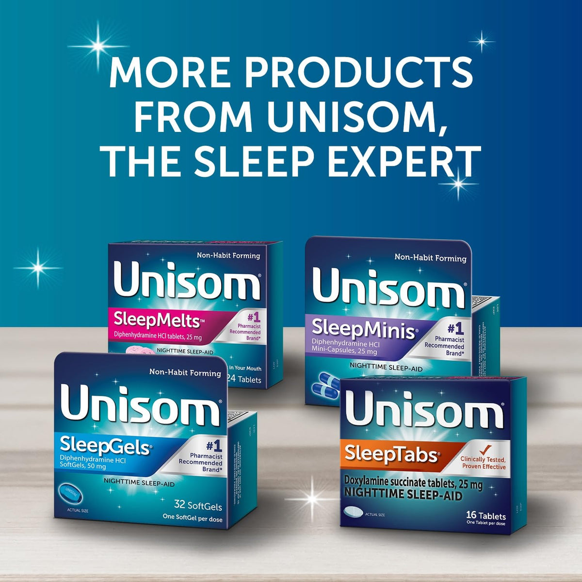 Unisom SleepTabs, Nighttime Sleep-aid, Doxylamine Succinate, 48 Tablets - Maple Wellness Supplements
