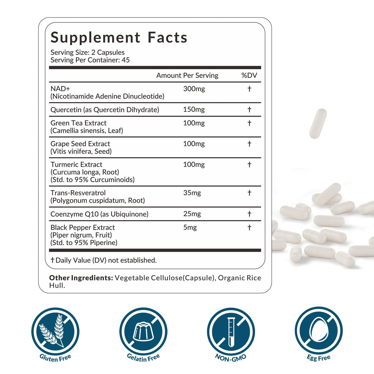WEEVIT NAD+ Resveratrol Supplement with COQ10, Quercetin, Turmeric, NAD+ Supplement for Men and Women - Energy, Focus & Anti-Aging Support - Gluten Free, Non-GMO - Maple Wellness Supplements