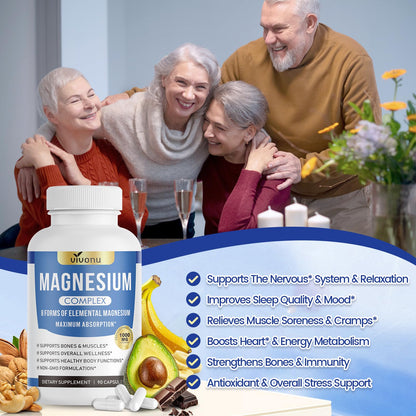 1000mg Magnesium Complex for Women & Men*, 8 Elemental with Magnesium Glycinate, Citrate, Malate, Taurate, Oxide, Carbonate, Aspartate, Orotate for Bones, Muscle - Maple Wellness Supplements
