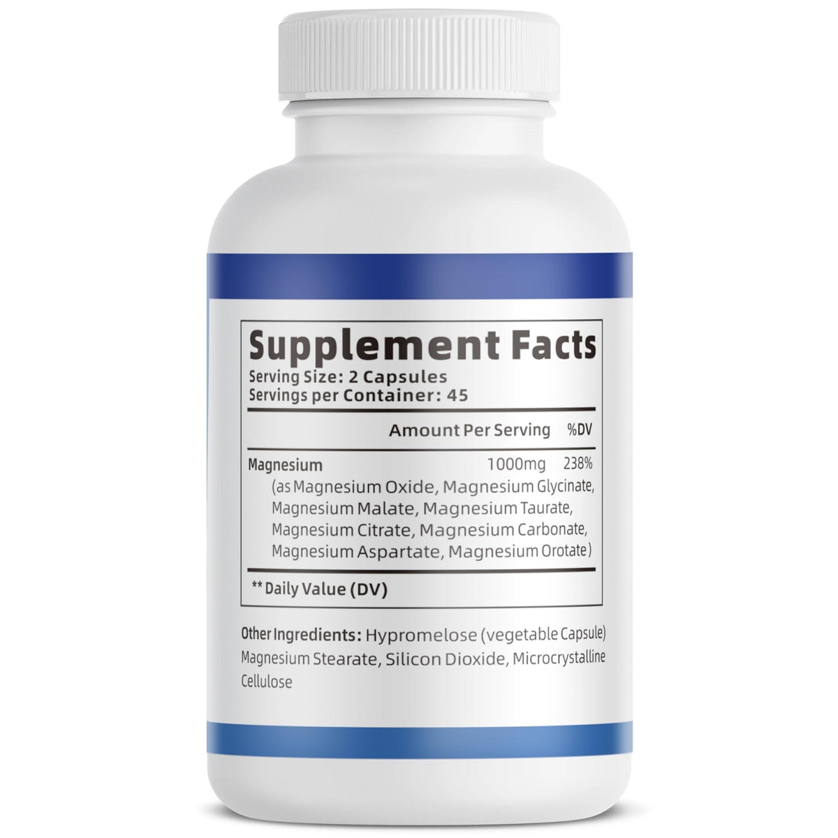1000mg Magnesium Complex for Women & Men*, 8 Elemental with Magnesium Glycinate, Citrate, Malate, Taurate, Oxide, Carbonate, Aspartate, Orotate for Bones, Muscle - Maple Wellness Supplements