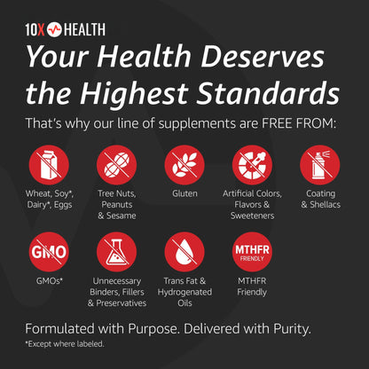 10X Health Probiotics for Men - 60 Capsules Immune Support Supplement & Probiotics for Digestive Health with Lactobacillus Rhamnosus, - Maple Wellness Supplements