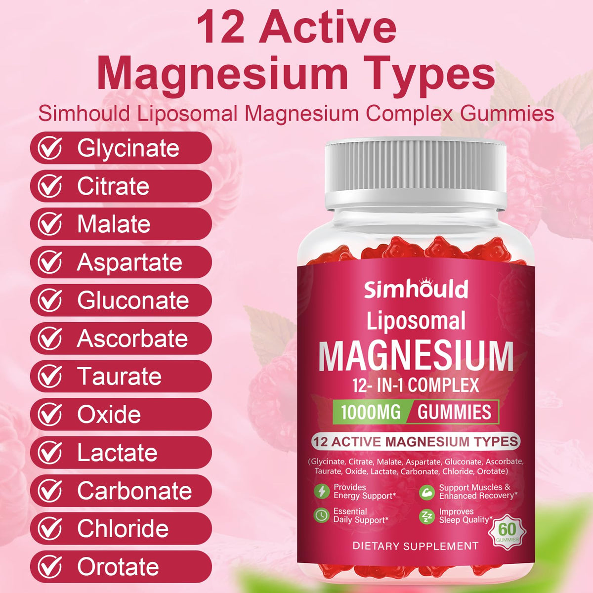 2 Packs Liposomal Magnesium Complex Gummies-as 12 Forms of Magnesium Citrate,Glycinate,Malate,Oxide,and More with Vitamin D3, B6,C, Ashwagandha & CoQ10 for Women and Men - Maple Wellness Supplements