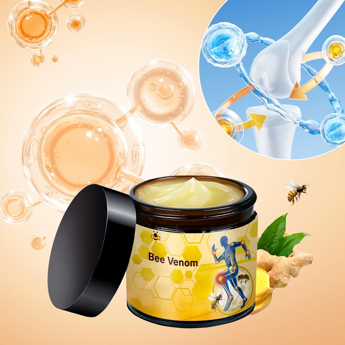 2 Pcs Bee Venom Cream, Professional Bee Venom Cream, Natural Joint Gel, for Neck,Waist,Back Hand Feet and Leg - Maple Wellness Supplements