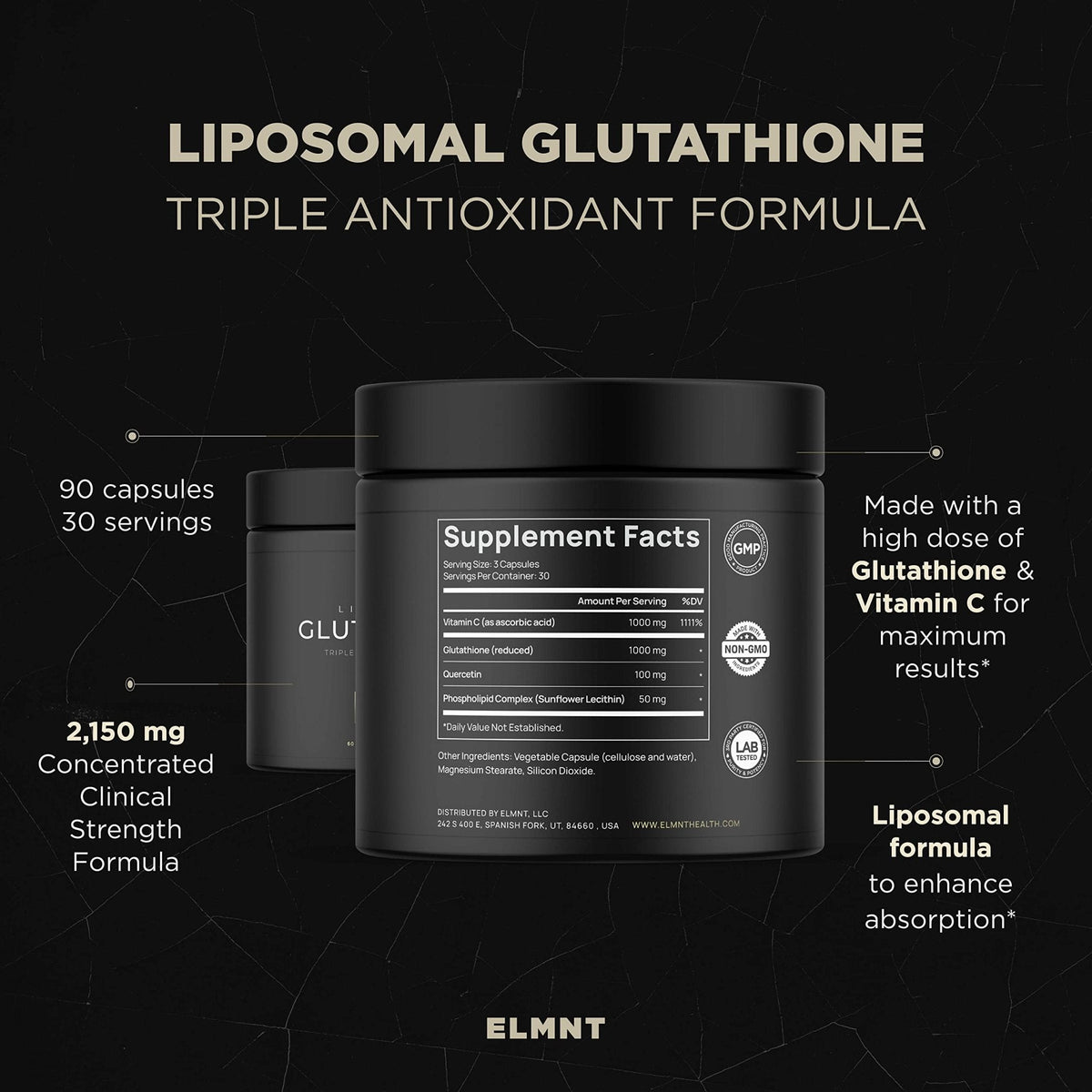 2150mg Super Liposomal Glutathione Supplement w. Vitamin C, Quercetin & Pure L Glutathione 2000mg Triple Action Formula Glutathione Liposomal Supplement - Maple Wellness Supplements