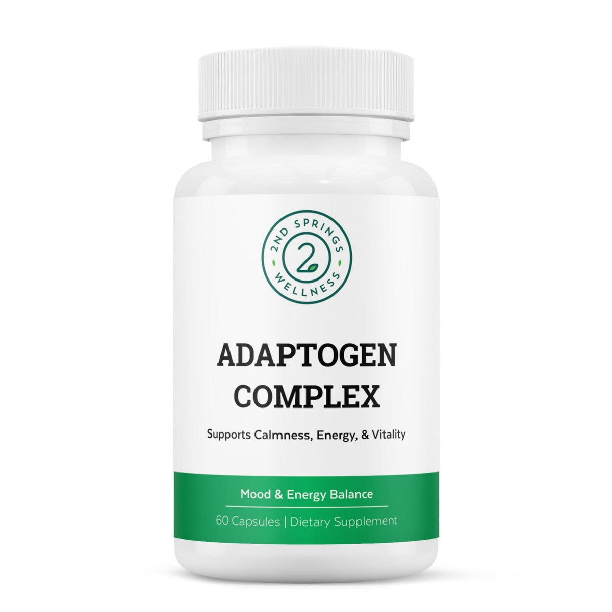 2nd Springs Adaptogen Complex Calmness, Energy and Vitality Booster - Ashwagandha, Schisandra, Astragalus, Ginseng, Rhodiola, and More - Adrenal Support Supplements - 60 Ct - Maple Wellness Supplements
