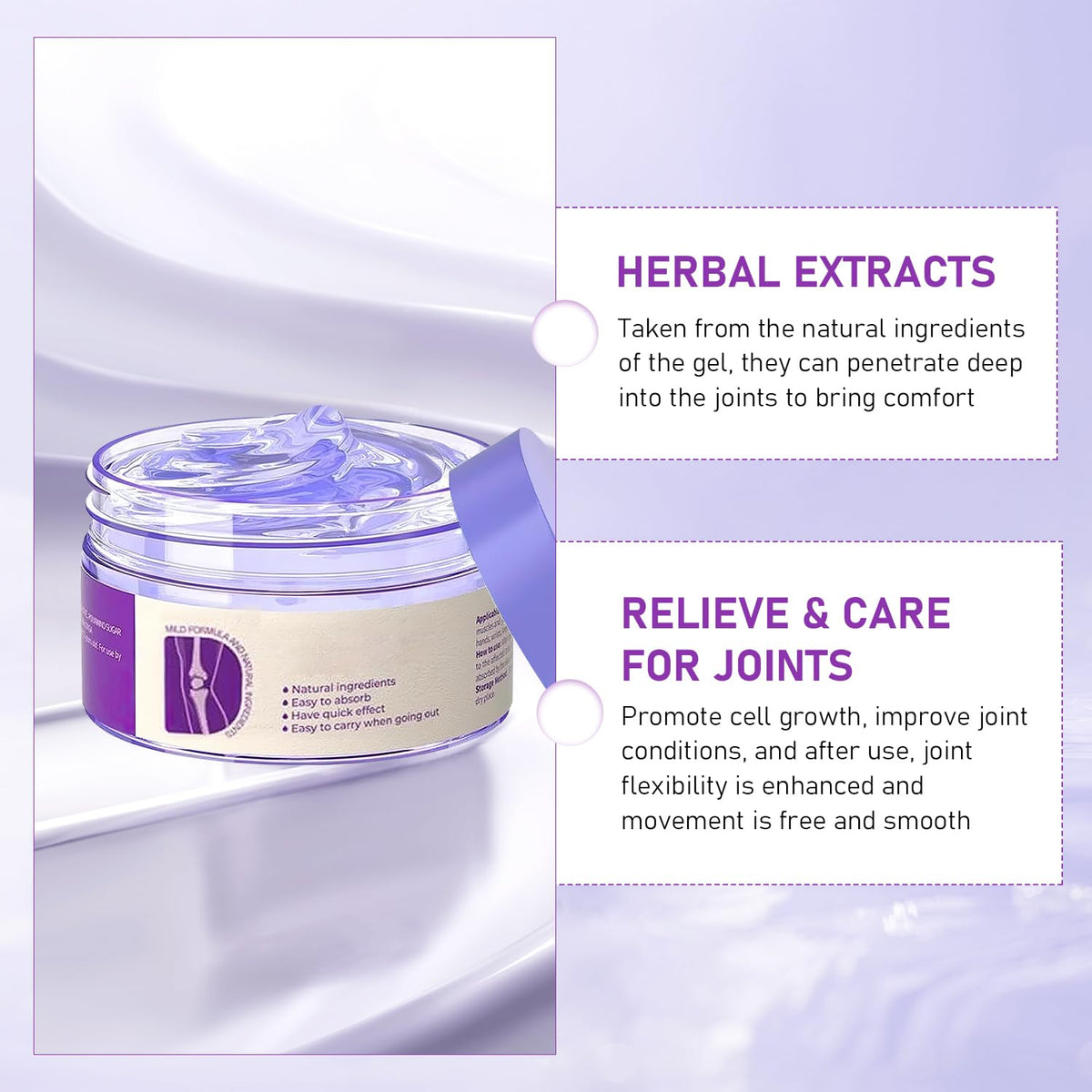2PCS Soothing Relief Massage Gel, Joint Gel Purple Gel Cooling Activities Throughout The Body, Soothing Knees, Lumbar, Neck, Back, Shoulders, Hands, and Feet - Maple Wellness Supplements