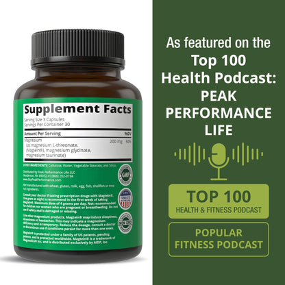 3 in 1 Advanced Magtein Magnesium Complex Capsules with Clinically Tested Magnesium L-Threonate, Glycinate & Taurinate. High Absorption & Bioavailability. Support Brain, Focus & Memory. 90 Vegan Pills - Maple Wellness Supplements