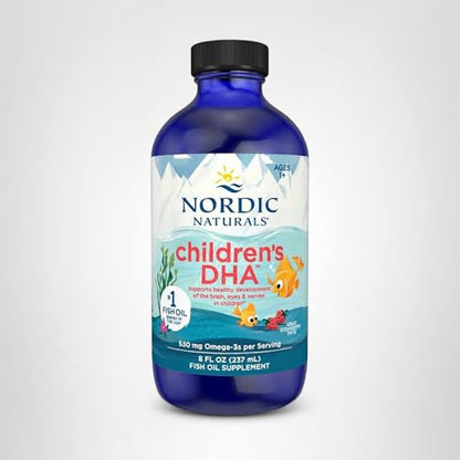 Nordic Naturals Children’s DHA, Strawberry - 8 oz for Kids - 530 mg Omega-3 with EPA & DHA - Brain Development & Function - OmniHealth US
