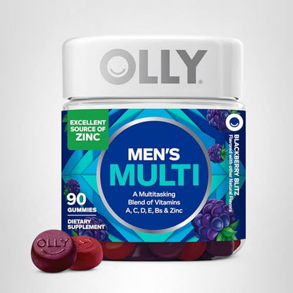 OLLY Men's Multivitamin Gummy, Vitamins A, C, D, E, B, Zinc, Blackberry Flavor, 45 Day Supply - 90 Count - OmniHealth US