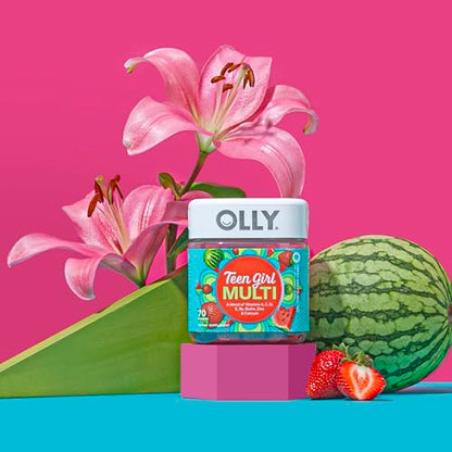 Olly Teen Girl Multi Gummy, Healthy Skin and Immune Support, 15 Essential Vitamins, Biotin, Zinc, Calcium, Chewable Multivitamin - OmniHealth US