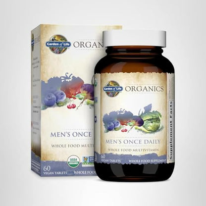 Garden of Life Once Daily Whole Food Multivitamin for Men, Organic Mens Vitamins & Minerals, Vitamin C, Zinc, Vegan, for Health & Well-Being, 60 Tablets - OmniHealth US