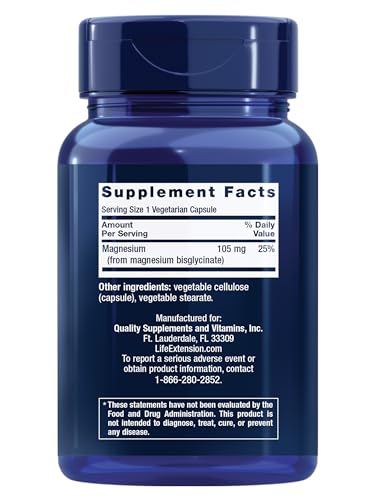 Life Extension Magnesium Glycinate, Heart Health, Bone Health, Nerve and Muscle Support, Highly absorbable, Gluten-Free, Non-GMO - OmniHealth US