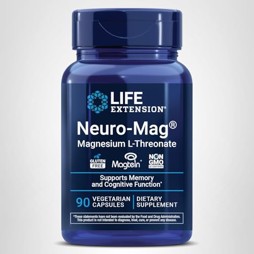 Life Extension Neuro-Mag Magnesium L-Threonate, Memory Health, Quick Thinking, Cognitive Health Support, Vegetarian, Non-GMO, 90 Vegetarian Capsules - OmniHealth US