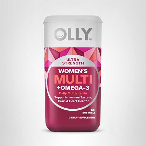 OLLY Ultra Women's Multi Softgels, Overall Health and Immune Support, Omega-3s, Iron, Vitamins A, D, C, E, B12, Daily Multivitamin, 30 Day Supply - 60 Count - OmniHealth US