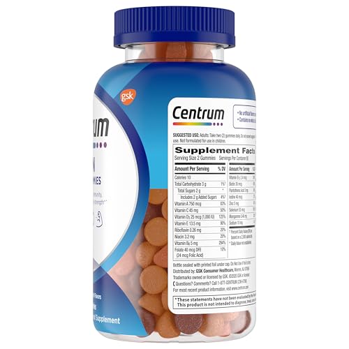 Centrum MultiGummies Gummy Multivitamin for Men, Multivitamin/Multimineral Supplement with Selenium, Antioxidants and Vitamin D3 - OmniHealth US
