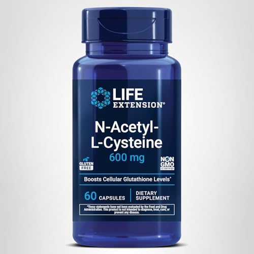 Life Extension N-Acetyl-L-Cysteine (NAC), Immune, Respiratory, Liver Health, NAC 600 mg, Potent antioxidant Support - OmniHealth US