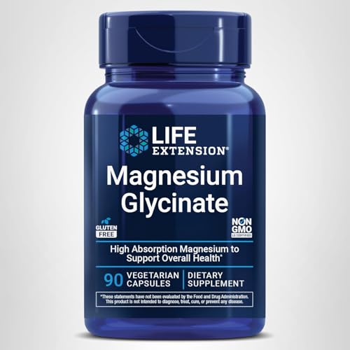 Life Extension Magnesium Glycinate, Heart Health, Bone Health, Nerve and Muscle Support, Highly absorbable, Gluten-Free, Non-GMO - OmniHealth US